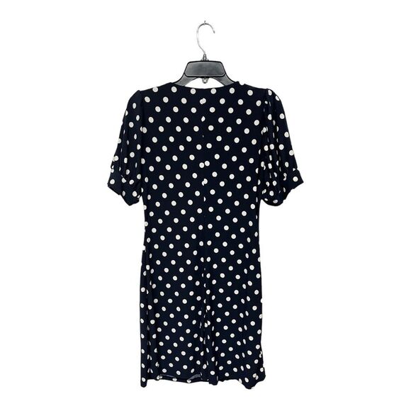 NWOT Tommy Hilfiger | Puff Sleeve V Neck Polka Dot Navy White Mini Dress 8 - Picture 2 of 7
